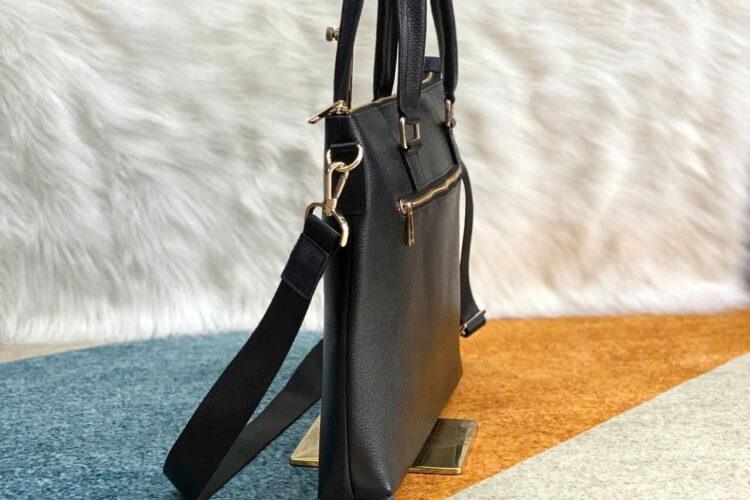 Cặp Xách Tay RUBY Business Bag Black Grained Leather Màu Đen