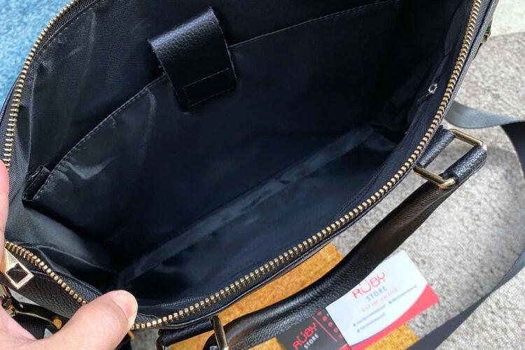 Cặp Xách Tay RUBY Business Bag Black Grained Leather Màu Đen