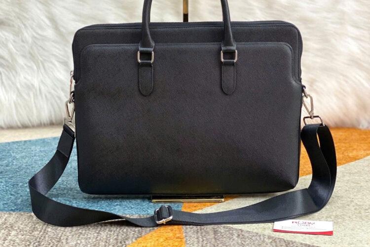Cặp Xách Tay RUBY Business Bag Black Saffiano Leather Màu Đen