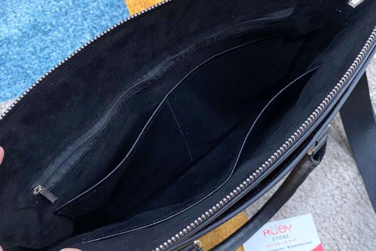Cặp Xách Tay RUBY Business Bag Black Saffiano Leather Màu Đen