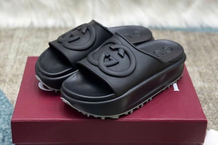 Dép Gucci Interlocking G Slide Sandal Black Màu đen