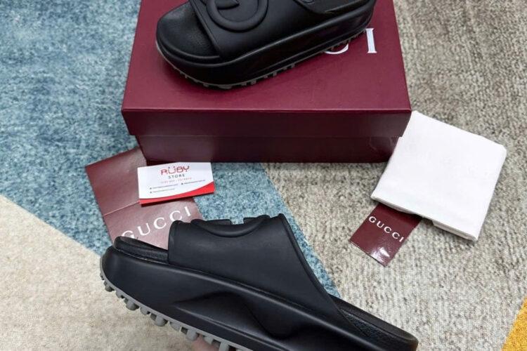 Dép Gucci Interlocking G Slide Sandal Black Màu đen