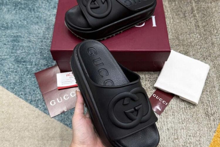 Dép Gucci Interlocking G Slide Sandal Black Màu đen