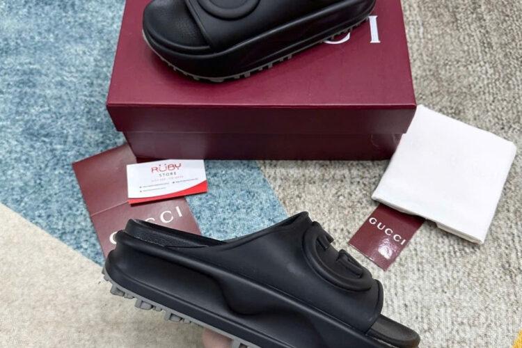 Dép Gucci Interlocking G Slide Sandal Black Màu đen