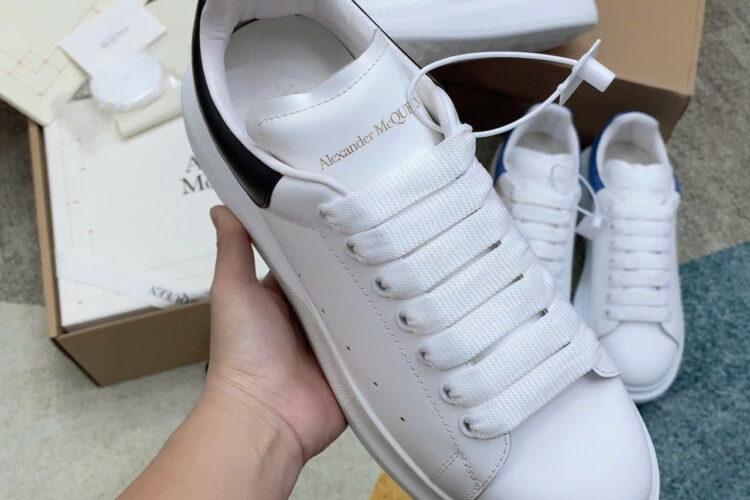 Giày Alexander McQueen White Black Calfskin Trắng Gót Đen