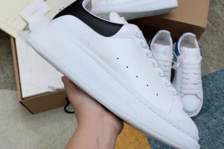 Giày Alexander McQueen White Black Calfskin Trắng Gót Đen