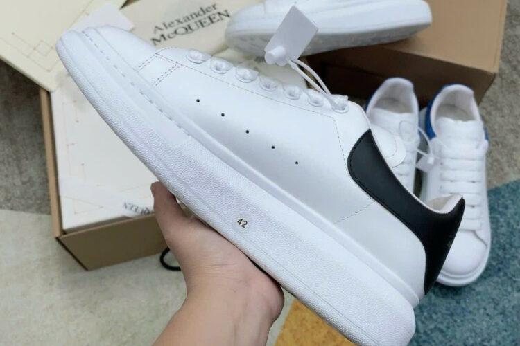 Giày Alexander McQueen White Black Calfskin Trắng Gót Đen