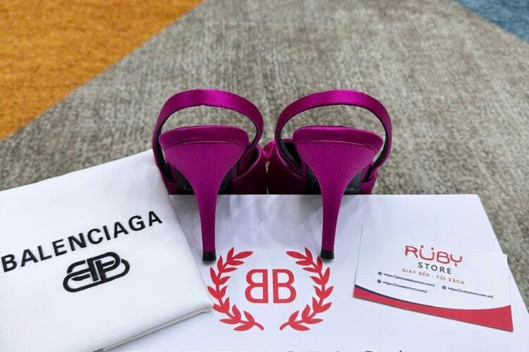 Giày Cao Gót Balenciaga Knife Slingback Pumps in Fuchsia Pink Satin