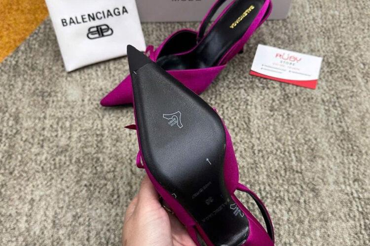 Giày Cao Gót Balenciaga Knife Slingback Pumps in Fuchsia Pink Satin