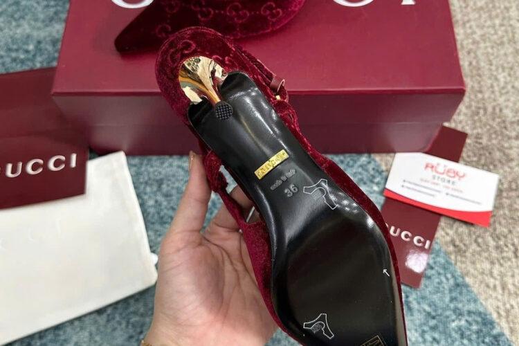 Giày Cao Gót Nhung Gucci Burgundy Velvet Pumps Màu đỏ