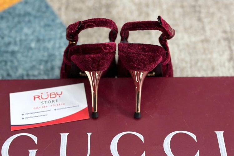 Giày Cao Gót Nhung Gucci Burgundy Velvet Pumps Màu đỏ