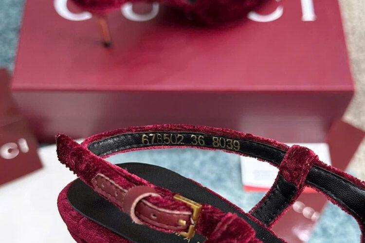 Giày Cao Gót Nhung Gucci Burgundy Velvet Pumps Màu đỏ