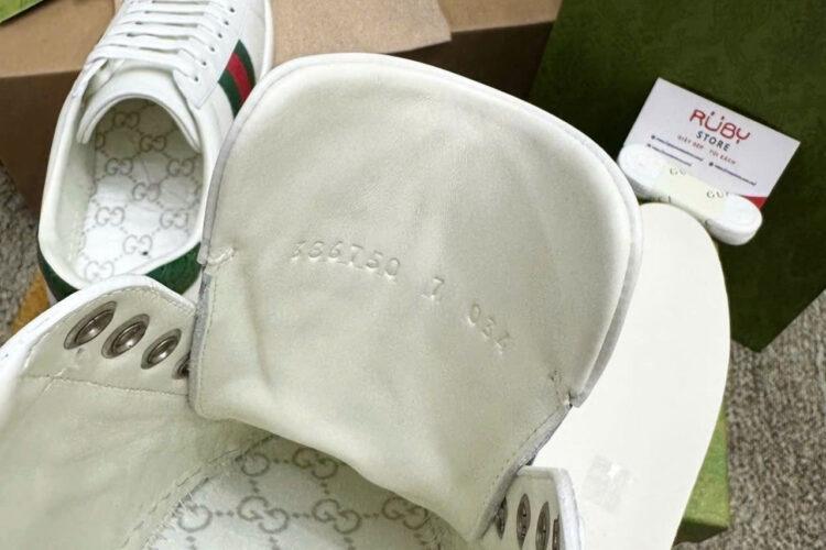 Giày Gucci Ace Web Stripe White Leather Da Bê Màu Trắng
