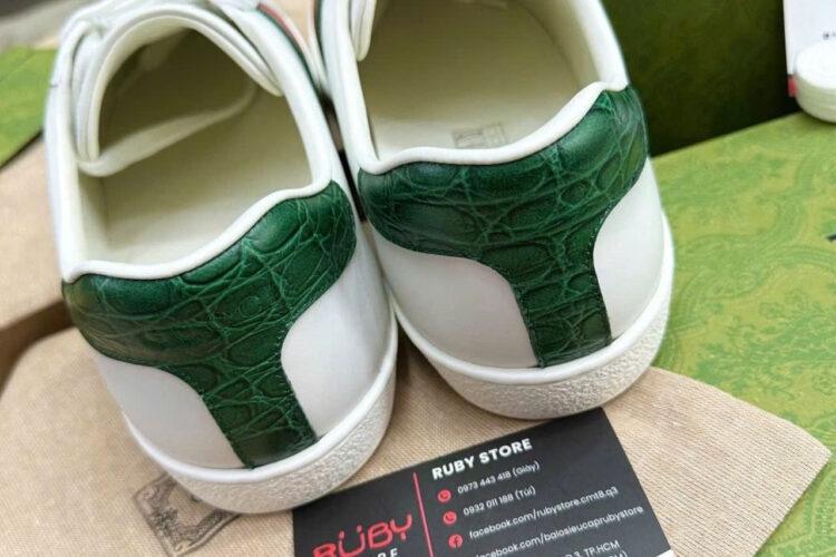 Giày Gucci Ace Web Stripe White Leather Da Bê Màu Trắng