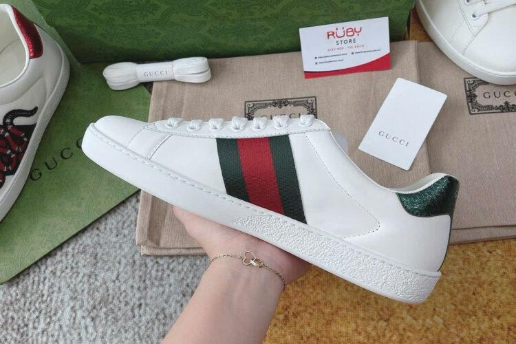 Giày Gucci Ace White Tiger Hổ Da Bê Màu Trắng
