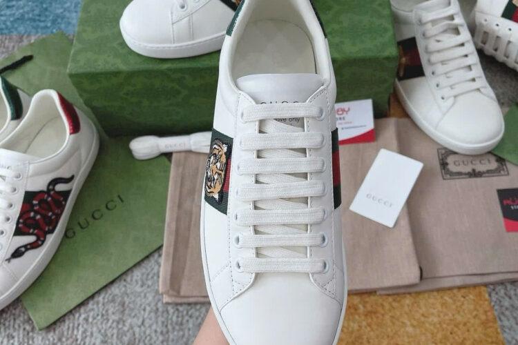 Giày Gucci Ace White Tiger Hổ Da Bê Màu Trắng