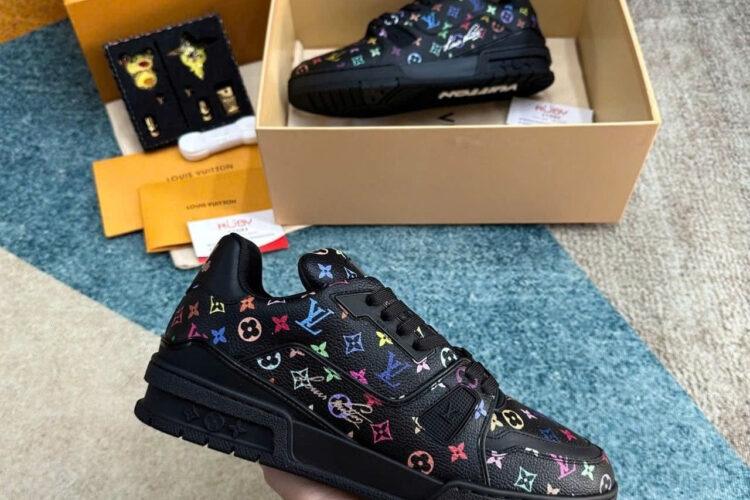 Giày LV Trainer X TM Murakimi Trainer Black Multicolor Monogram Đen