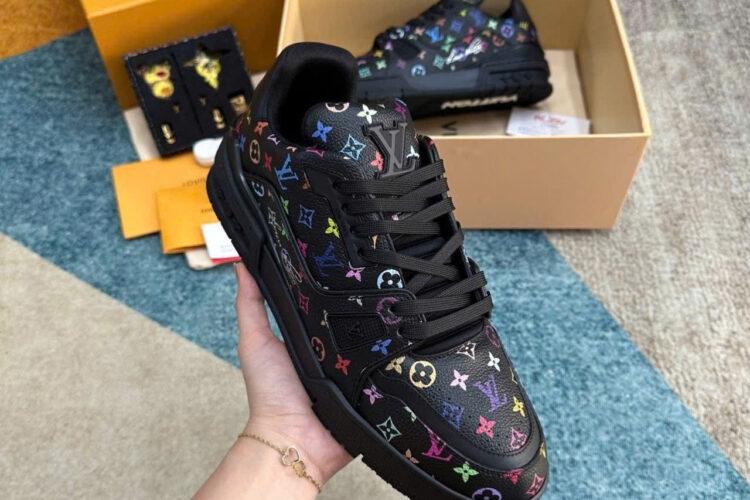 Giày LV Trainer X TM Murakimi Trainer Black Multicolor Monogram Đen