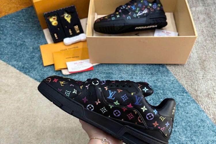 Giày LV Trainer X TM Murakimi Trainer Black Multicolor Monogram Đen