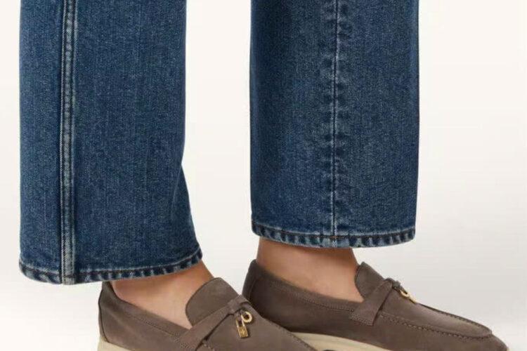 Giày Loro Piana Summer Walk Charm Loafer Rain Drops Suede Màu Nâu