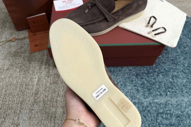 Giày Loro Piana Summer Walk Charm Loafer Rain Drops Suede Màu Nâu