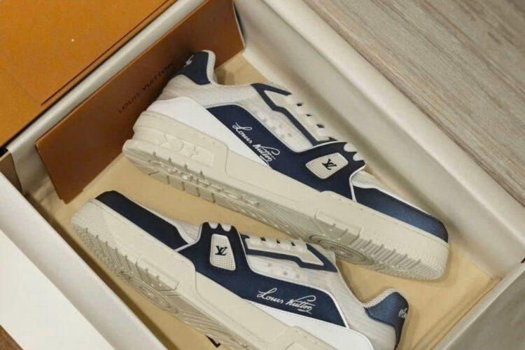 Giày Louis Vuitton LV Trainer America's Cup 37th Marine Trắng Xanh