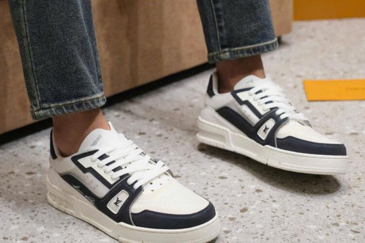 Giày Louis Vuitton LV Trainer America's Cup 37th Marine Trắng Xanh