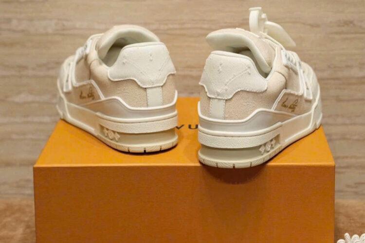 Giày Louis Vuitton LV Trainer Beige Monogram Denim Màu Be