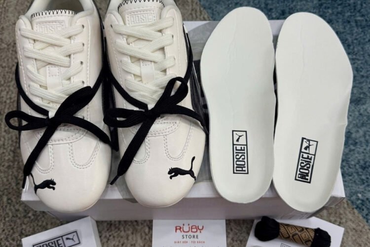 Giày Puma x Rosé Speedcat Leather White Black Trắng Đen