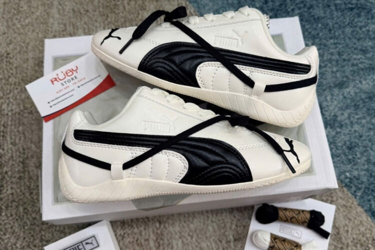 Giày Puma x Rosé Speedcat Leather White Black Trắng Đen