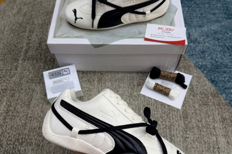 Giày Puma x Rosé Speedcat Leather White Black Trắng Đen
