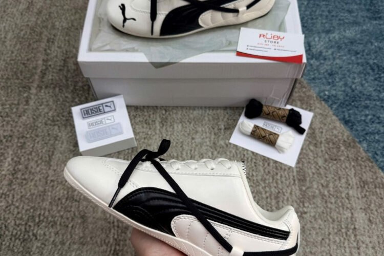 Giày Puma x Rosé Speedcat Leather White Black Trắng Đen