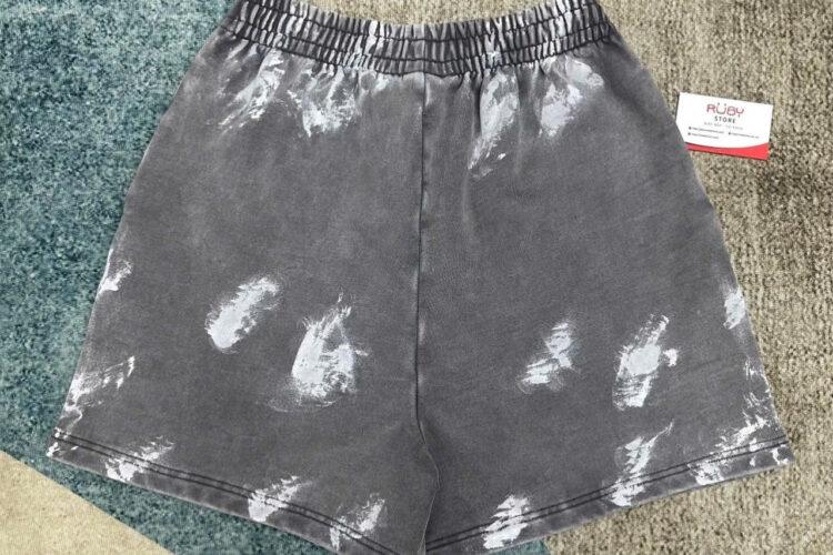 Quần Short Balenciaga Basic Logo Grey Baggy Dirty Fit Màu Xám