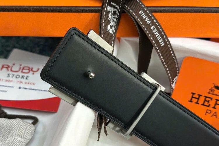 Thắt Lưng Hermes Belt Bleu Marine Togo Brush Palladium H Buckle