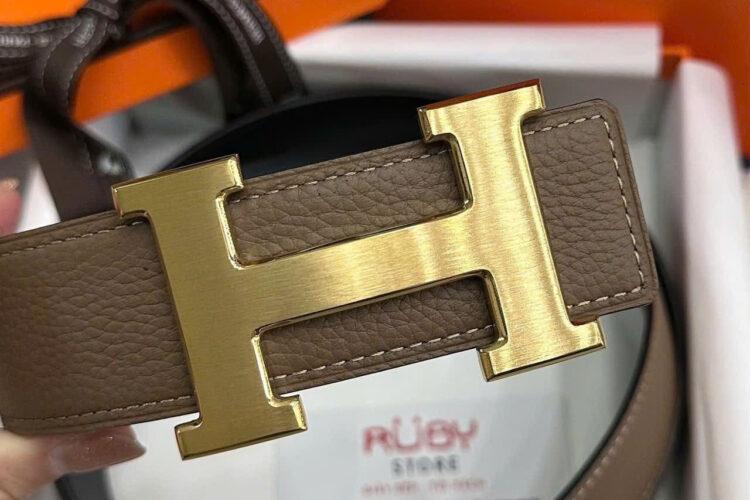 Thắt Lưng Hermes Belt Etoupe Togo Brush Gold H Buckle