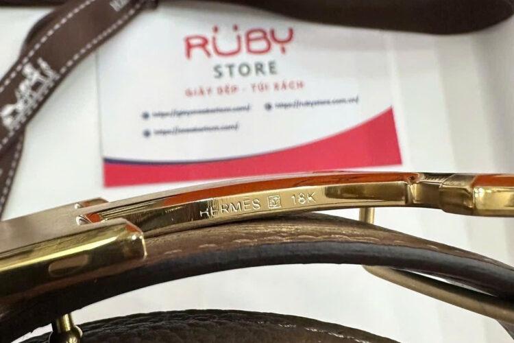 Thắt Lưng Hermes Belt Etoupe Togo Brush Gold H Buckle