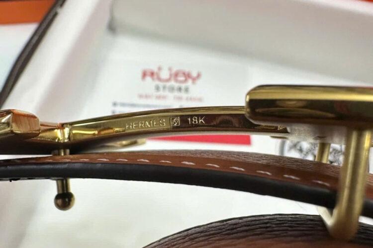 Thắt Lưng Hermes Belt Gold Brown Togo Brush Gold H Buckle