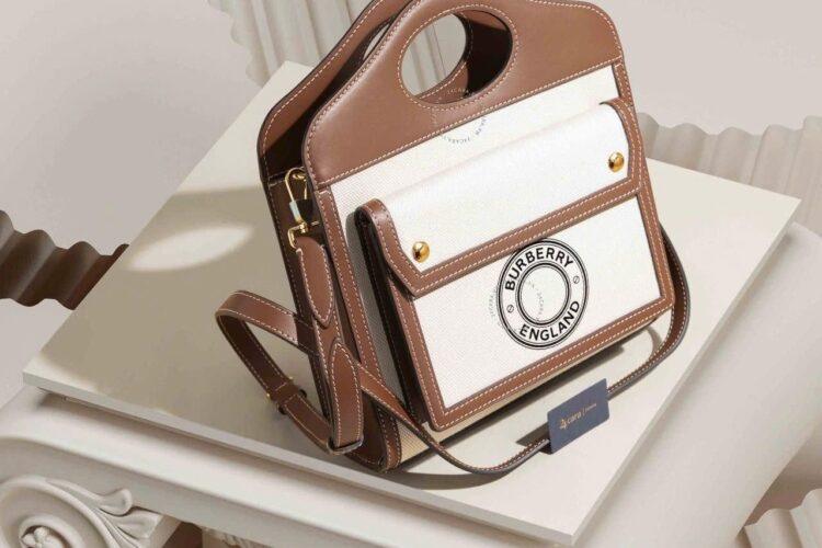 Túi Burberry Logo Graphic Canvas And Leather Mini Pocket Bag Brown White