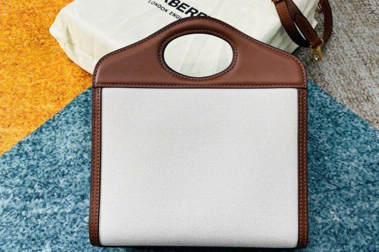 Túi Burberry Logo Graphic Canvas And Leather Mini Pocket Bag Brown White