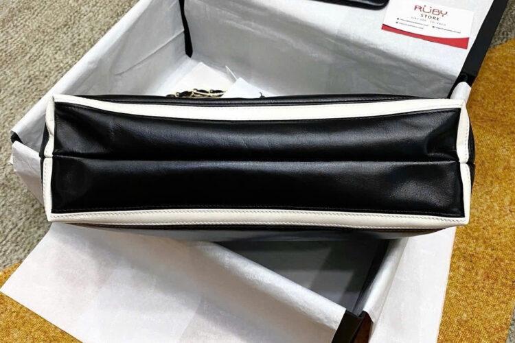 Túi CN 22 Shopping Bag Small Black White Size 35 Đen Trắng