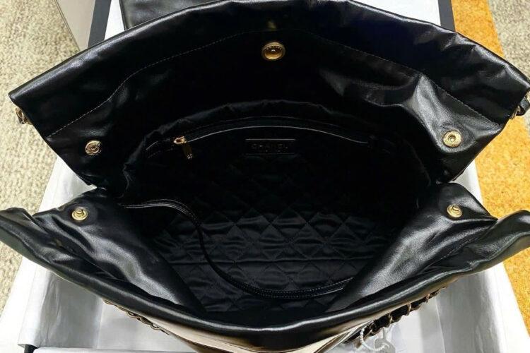 Túi CN 22 Shopping Bag Small Black White Size 35 Đen Trắng