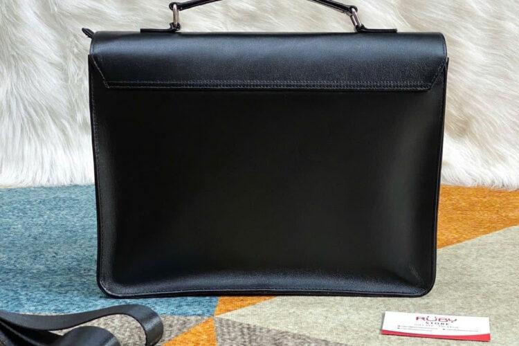 Túi Hộp RUBY Top Handle Bag Two Pocket Black Leather Màu Đen