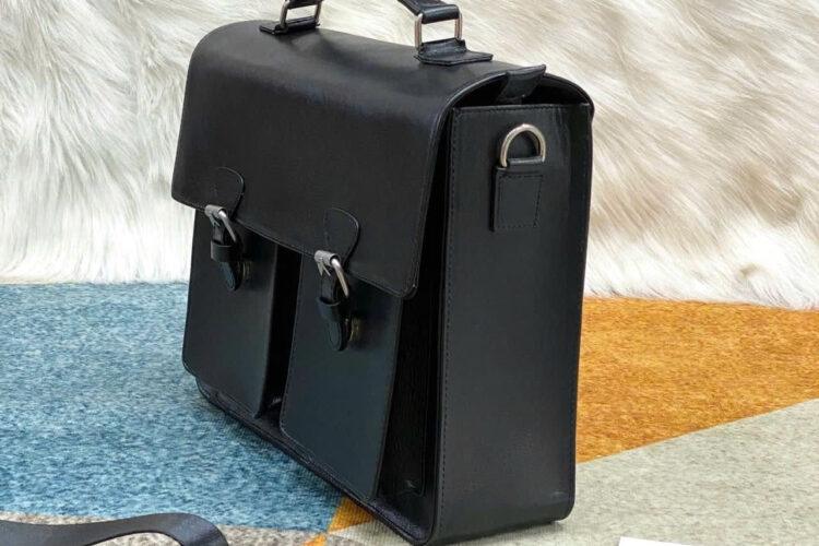 Túi Hộp RUBY Top Handle Bag Two Pocket Black Leather Màu Đen
