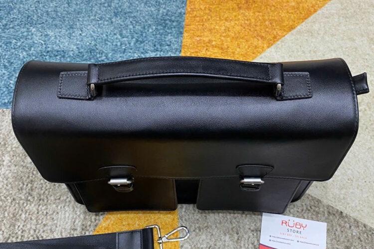 Túi Hộp RUBY Top Handle Bag Two Pocket Black Leather Màu Đen