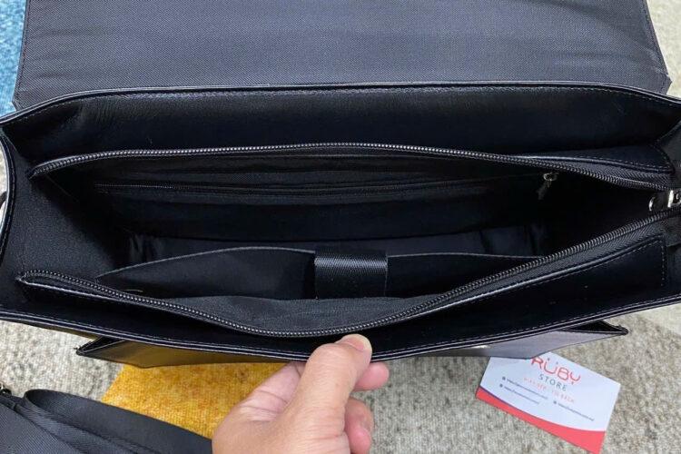 Túi Hộp RUBY Top Handle Bag Two Pocket Black Leather Màu Đen