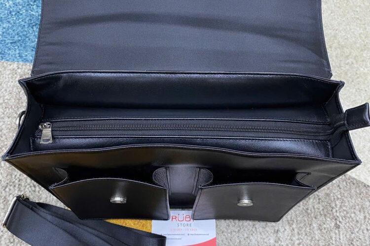 Túi Hộp RUBY Top Handle Bag Two Pocket Black Leather Màu Đen