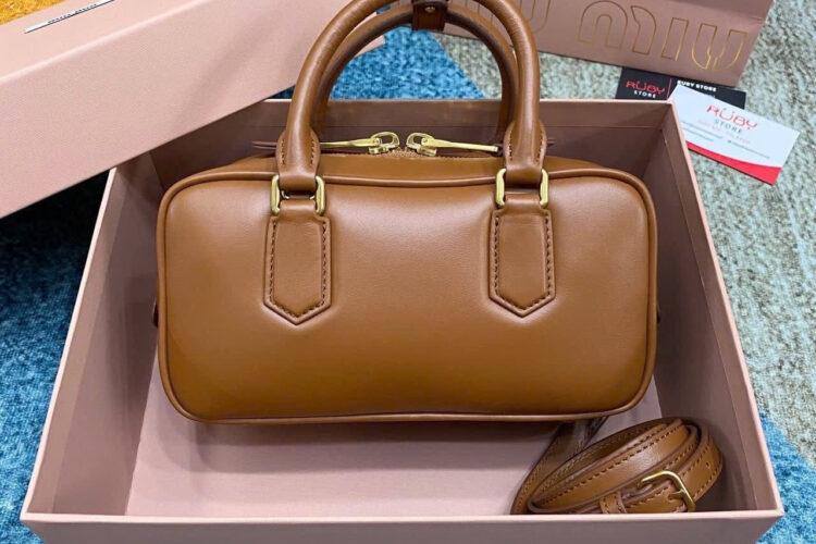 Túi Miu Miu Arcadie Cognac Leather Regular Bag Size 22 Best Da Ý