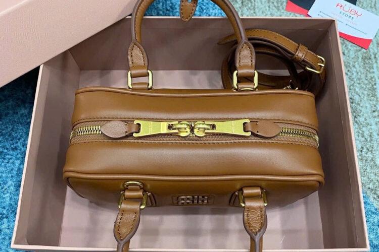 Túi Miu Miu Arcadie Cognac Leather Regular Bag Size 22 Best Da Ý