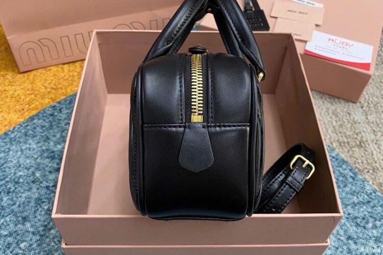 Túi Miu Miu Arcadie Matelassé Nappa Black Leather Bag Size 22 đen