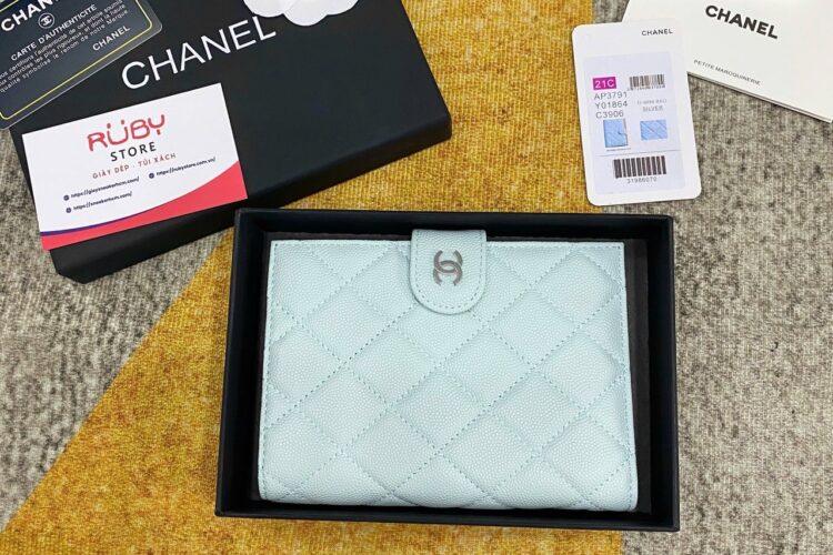 Ví CN Passport Wallet Light Blue Caviar SHW Xanh Nhạt